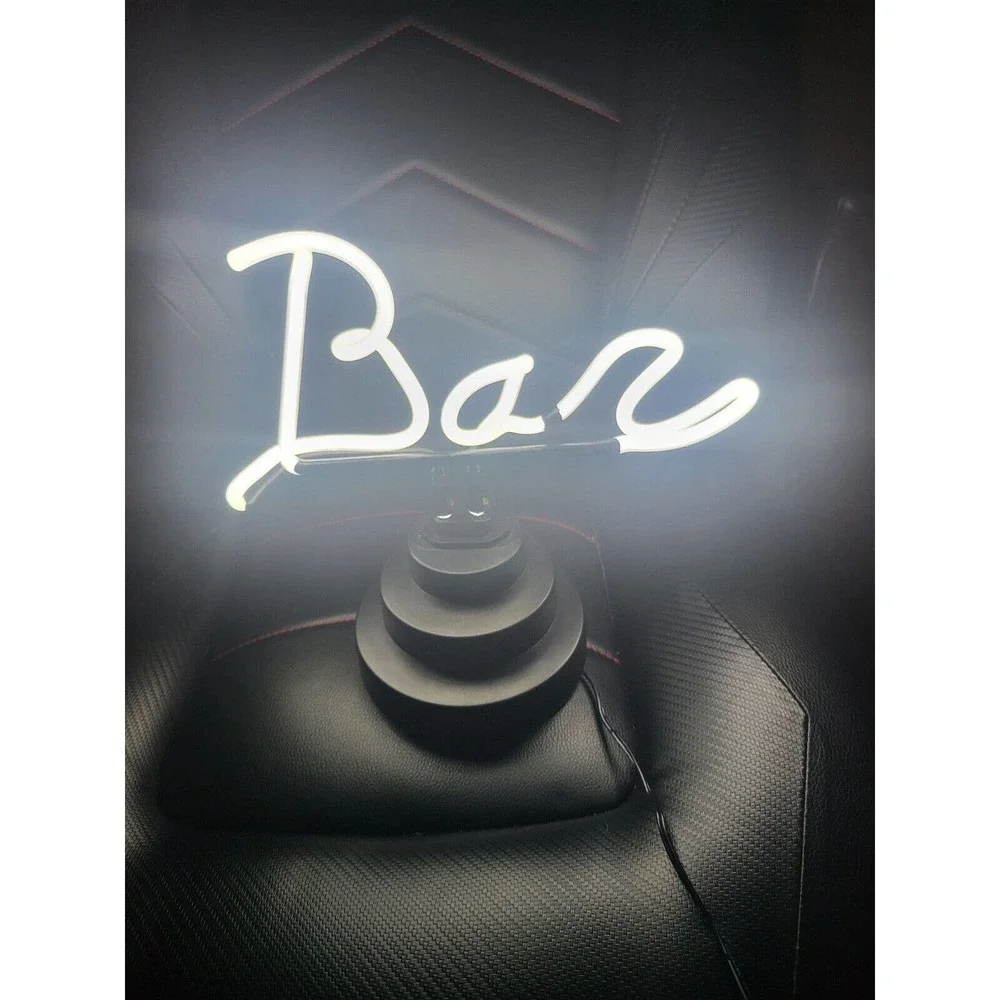 Electronic Plug In LED Neon Light Up Glass BAR Beer Sign Black & White